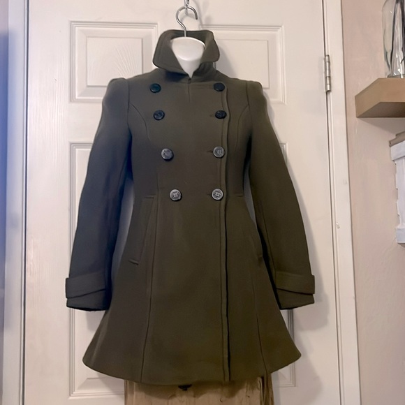 Jenni’s New York Army Military Green Double Breasted Pea Coat - Picture 3 of 15